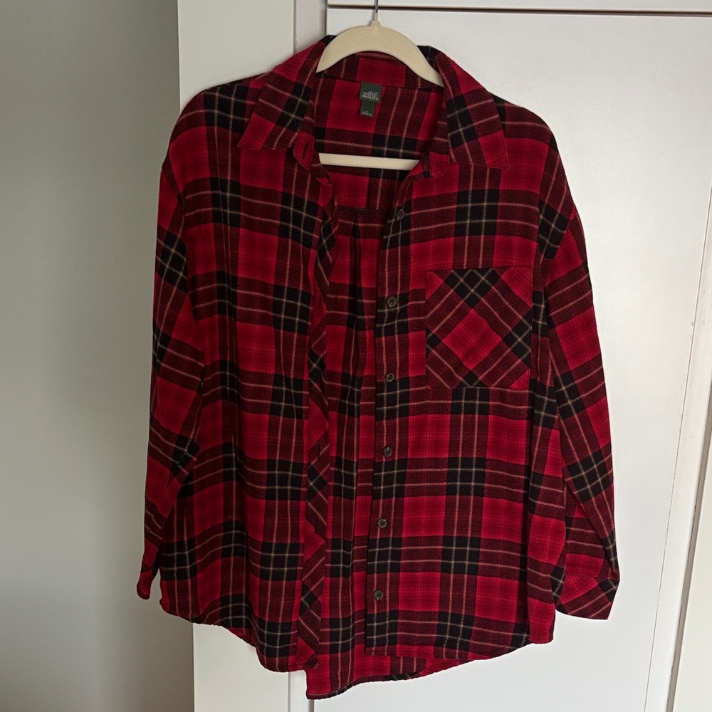 Wild Fable Red and Black Button Up